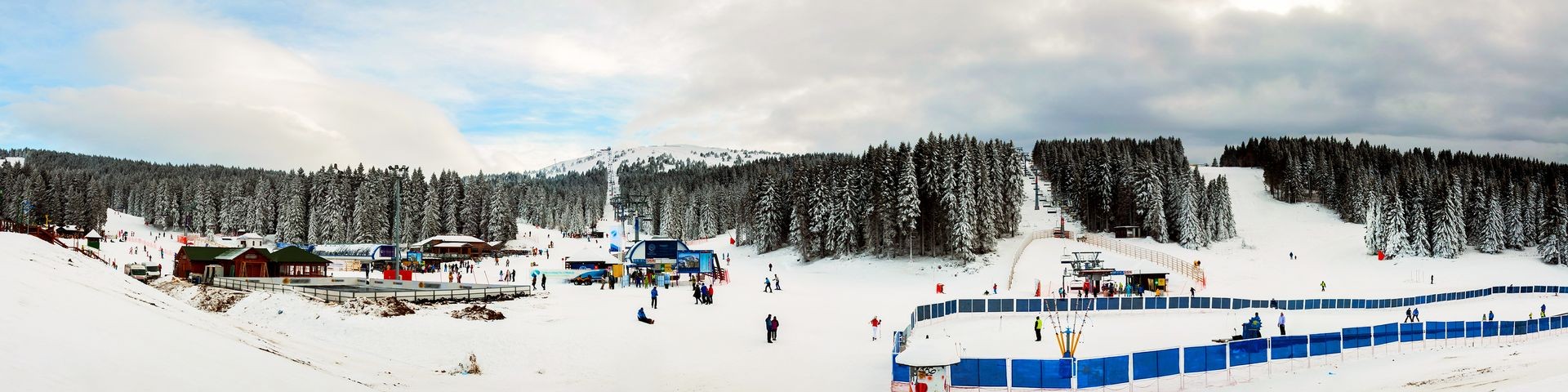 Kopaonik, Serbia. Slopes of winter touristic resort in Kopaonik - a largest mountain range in Serbia. It is a national park with beautiful pine forest and very popular ski center in the country